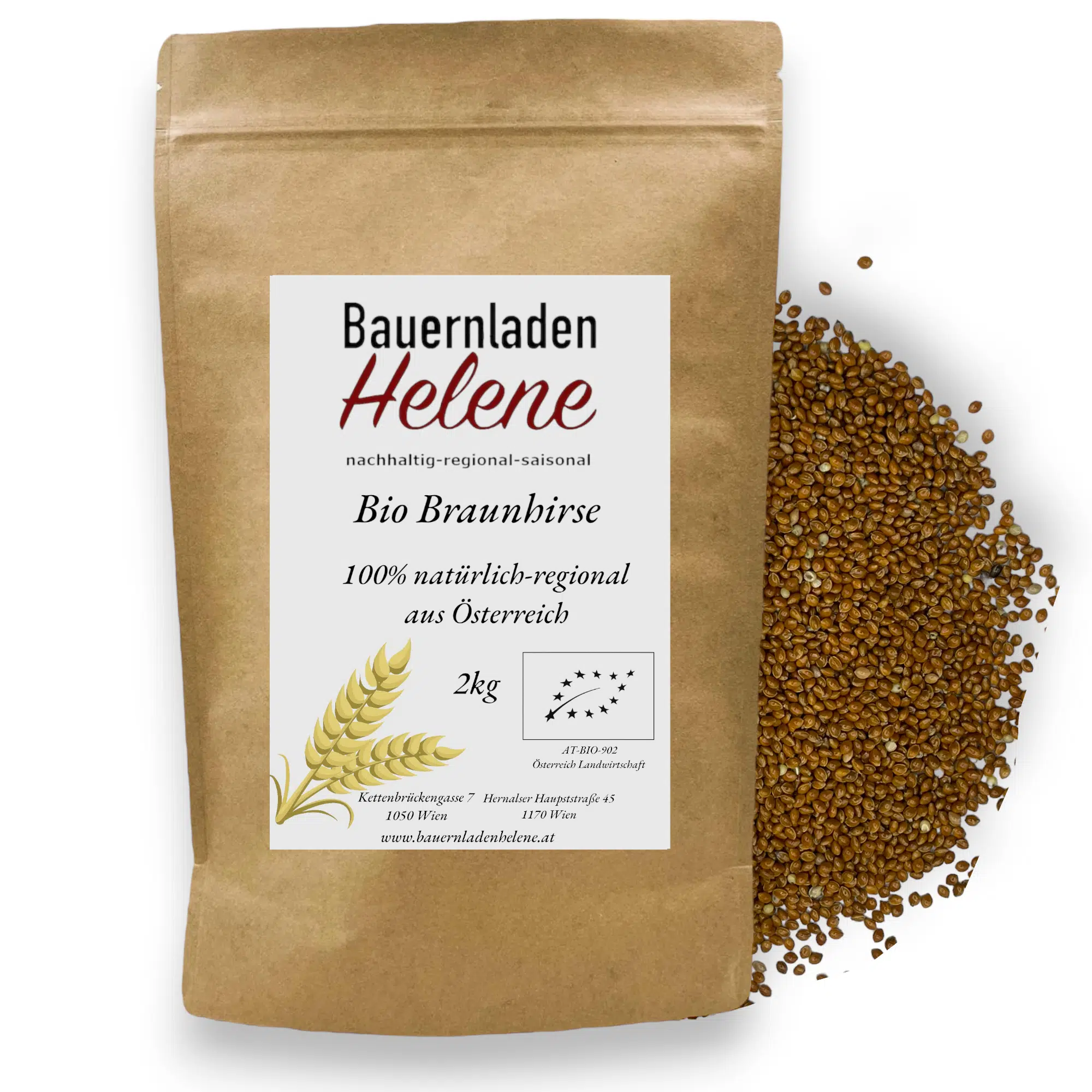 Bio Braunhirse – Verpackung von Bauernladenhelene