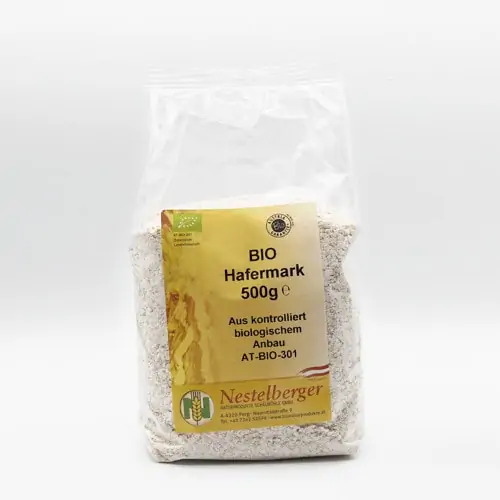 Schälmühle Nestelberger - Bio Hafermark mit Keim & Mehlanteil, 500g – Verpackung von Bauernladenhelene