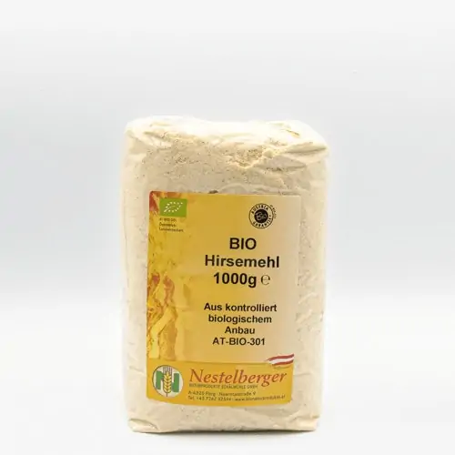 Schälmühle Nestelberger - Bio Hirsemehl, 1kg – Verpackung von Bauernladenhelene